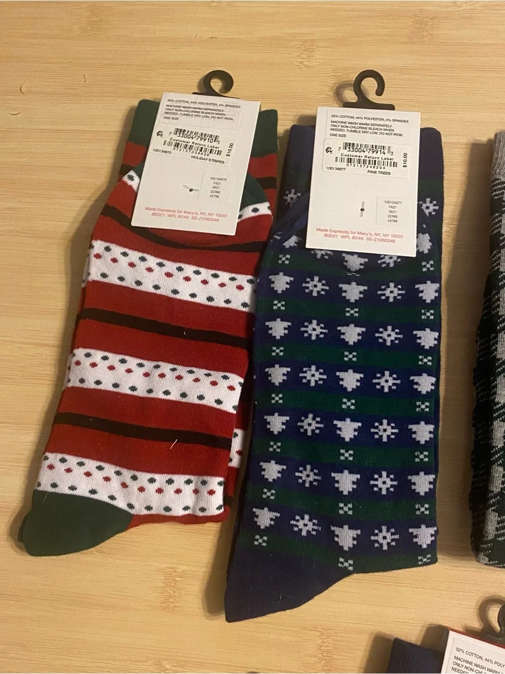 New Club Room Unisex Crew Socks 6 Pairs Holiday Plaid Multicolor One Size